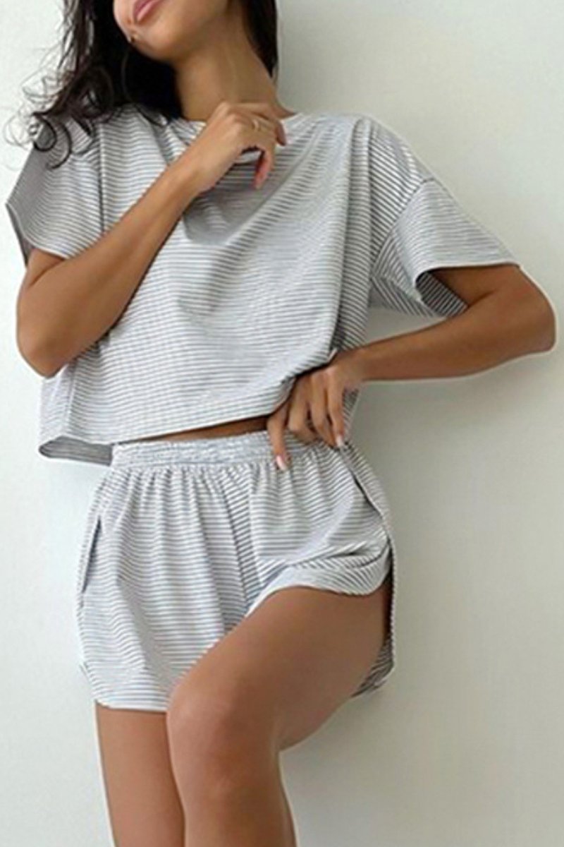 Autumn Knitted Striped Pajama Set